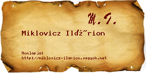 Miklovicz Ilárion névjegykártya